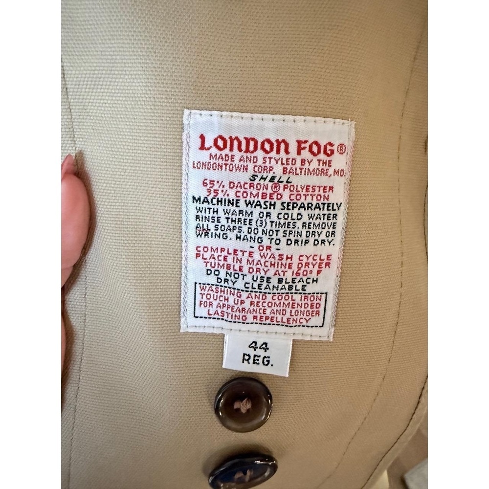 Pristine Vintage Deadstock London Fog Maincoats Trench Coat Tan Beige size 44R - Picture 5 of 10